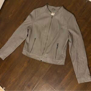 Burning Torch Quilted Washed Leather Jacket in Dove